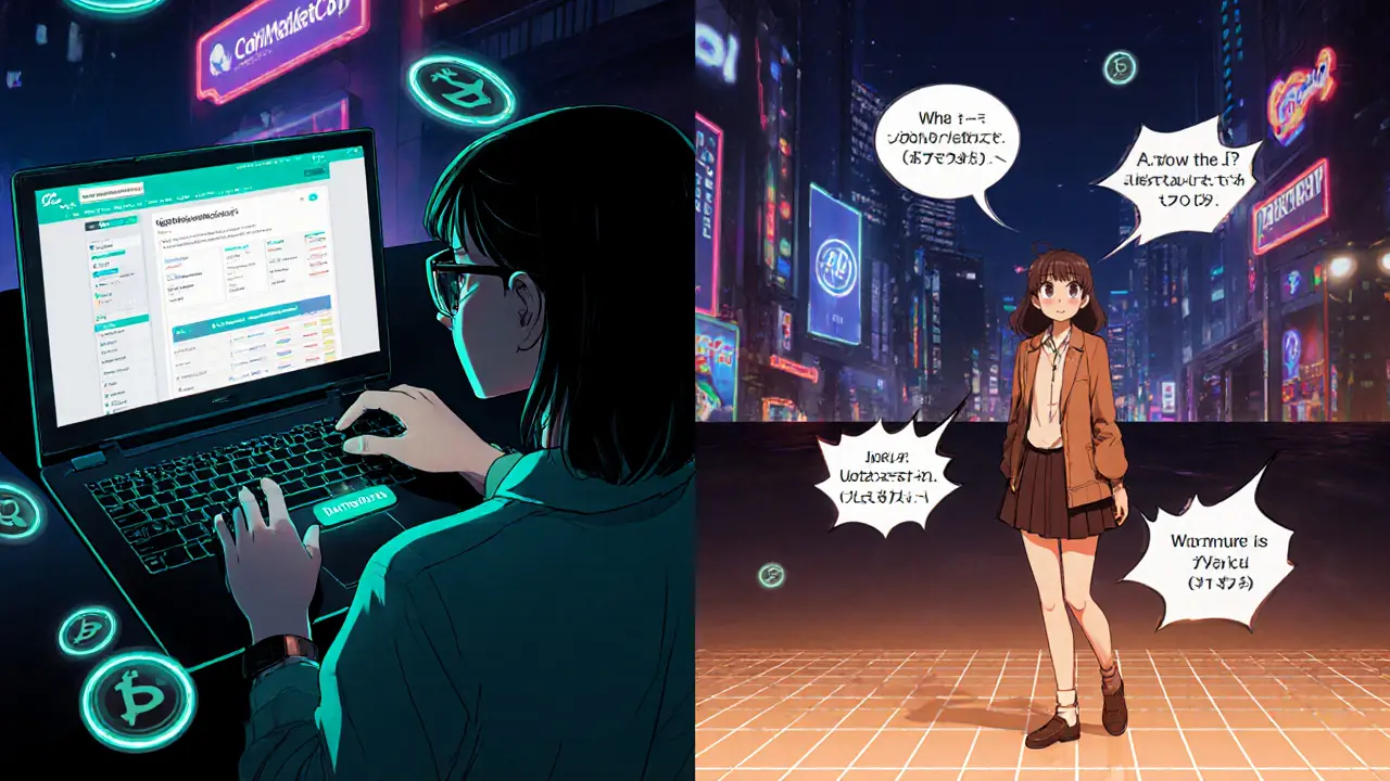 Girl follows steps on computer, Twitter, Discord to claim an airdrop.