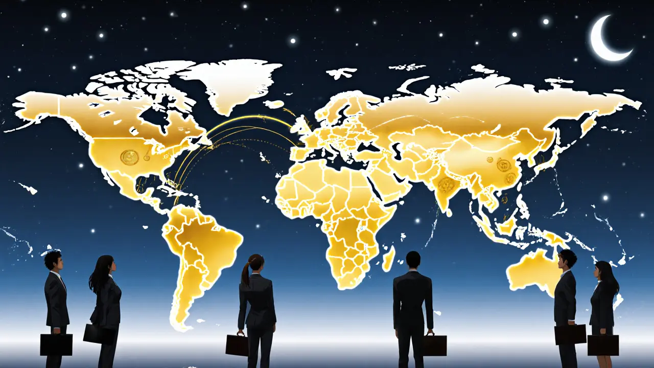 World map showing gold flows toward UAE, symbolizing rising investor confidence.
