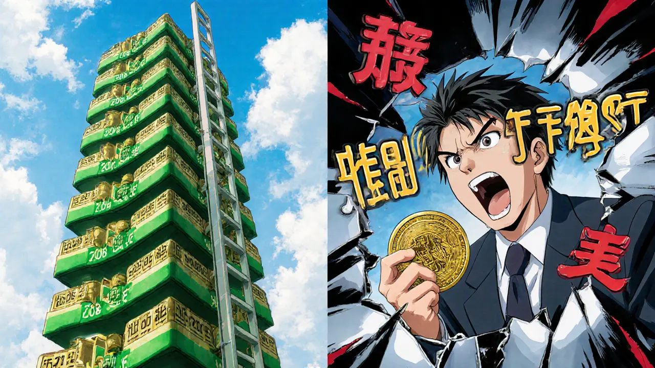 Split scene: orderly high-liquidity market on left, crumbling low-liquidity chaos on right with draining pools and warning symbols.