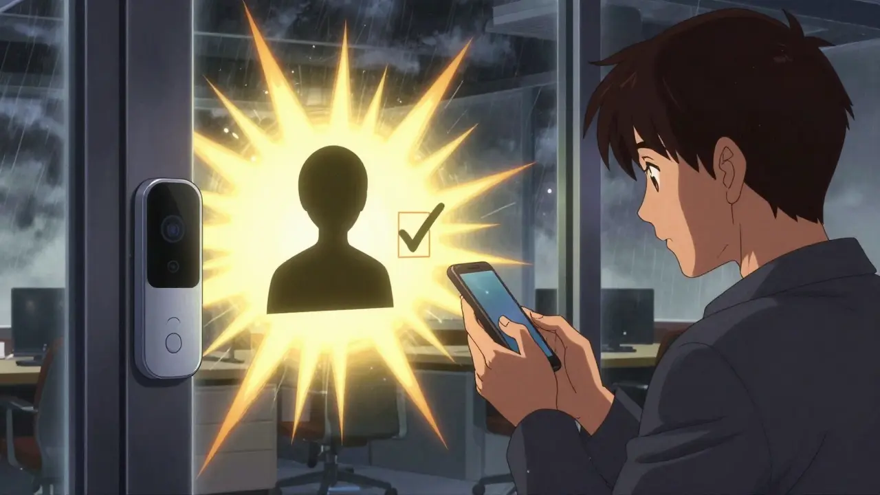 Someone tapping their phone to unlock a door, with a zero-knowledge proof showing only age—no personal details visible.