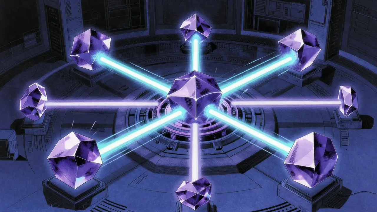 Geometric digital network with luminous beams of light