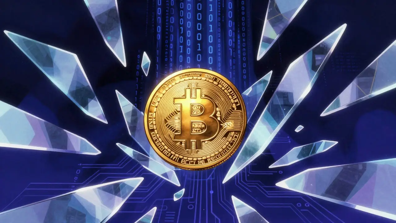 Cyberpunk anime depiction of a crypto coin caught in a digital circuit trap