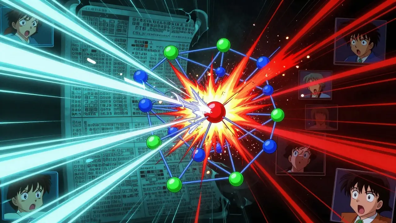 A cascading failure spreads through a network of connected nodes in an explosive chain reaction.