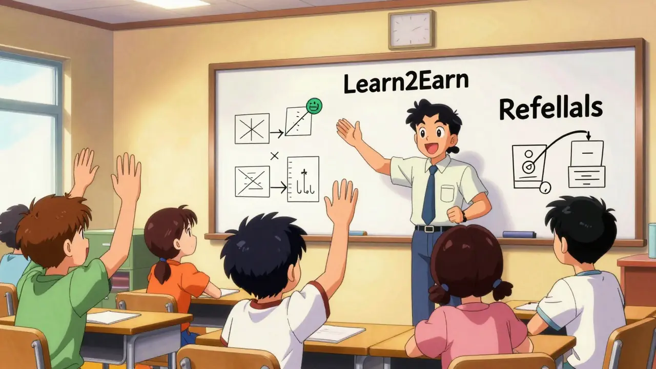 Students learning about token rewards in class