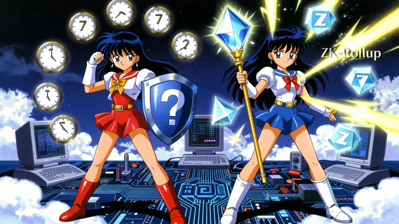 Two anime characters representing Optimistic and ZK rollup tech