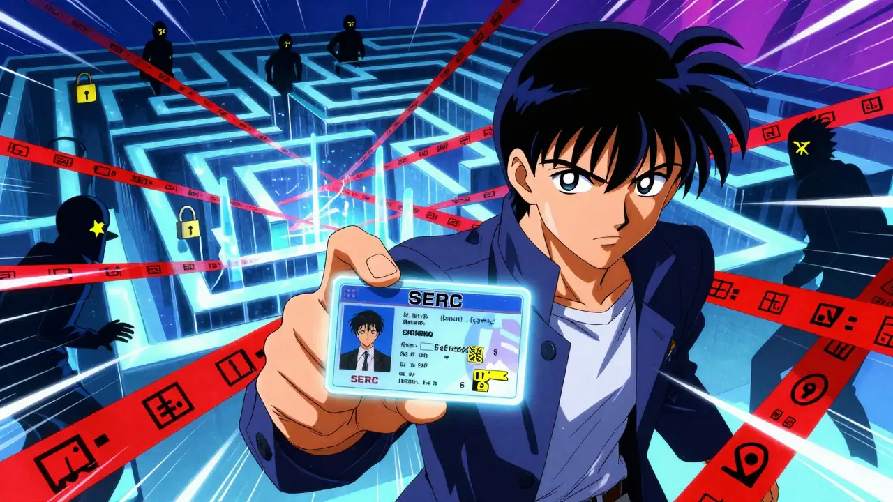 Anime hero navigating digital maze with compliance license