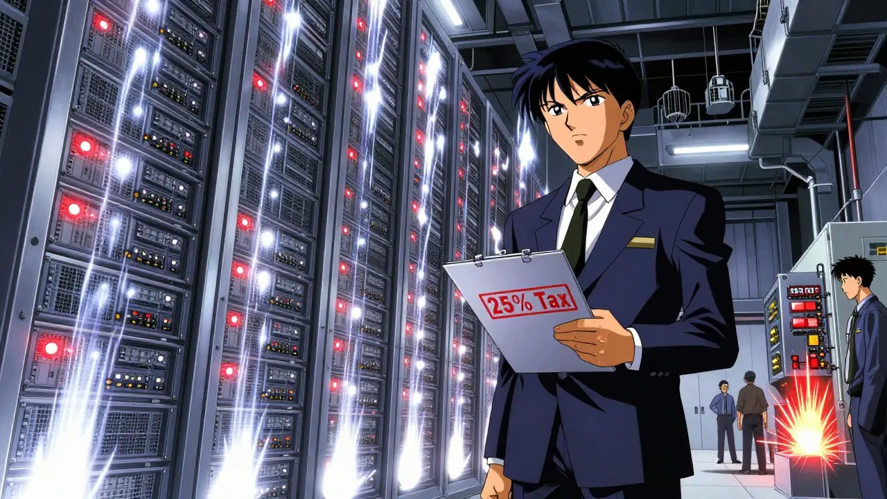 Corporate mining farm with high taxes and strict regulations