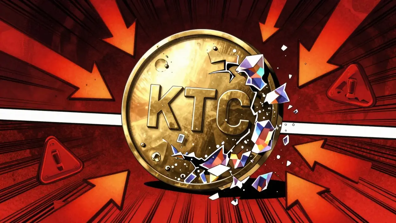 Crumbling digital token symbolizing crypto volatility and risk
