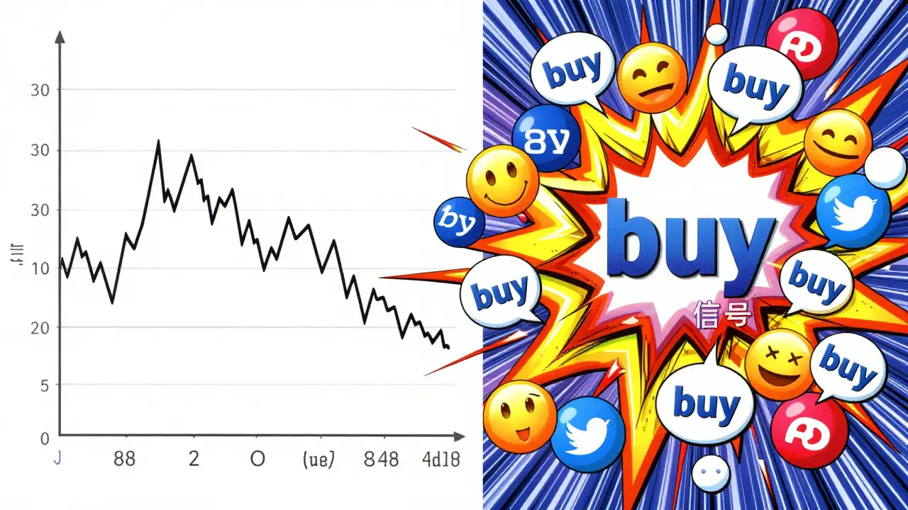 Explosion of social media icons overriding stock charts