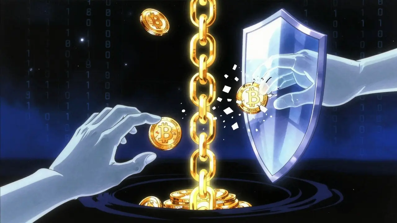 Glowing blockchain rejecting a duplicate transaction attempt