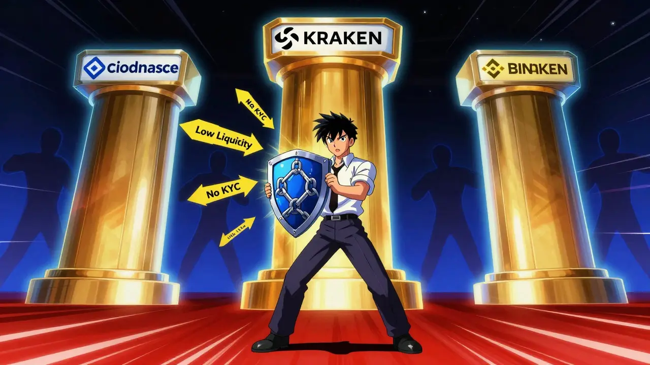 Anime trader protected by legitimate exchange pillars against scam shadows