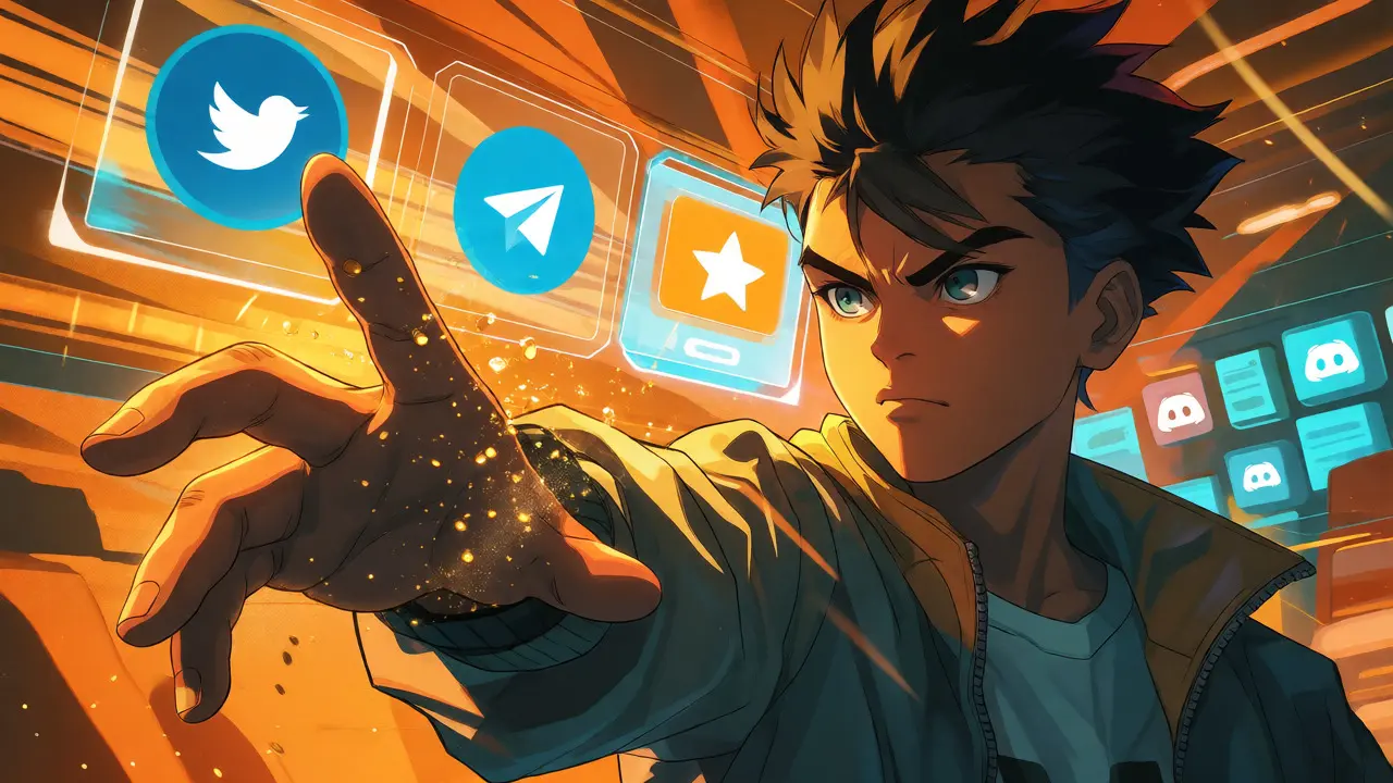 Anime character claiming crypto airdrop via social media