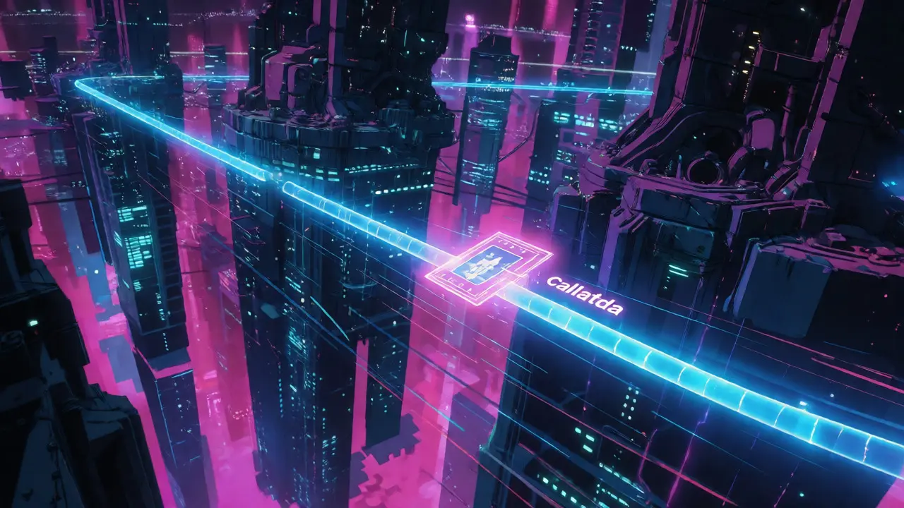 Data stream bypassing smart contracts in cyberpunk city